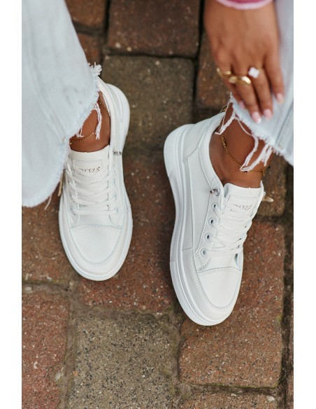 Sneakers Women's Sports Shoes On Platform With Decoration White VINCEZA 13613