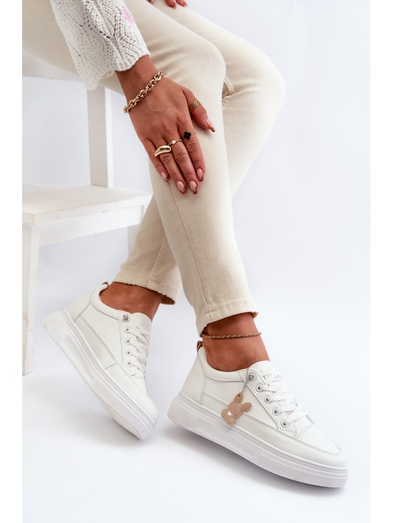 Sneakers Women's Sports Shoes On Platform With Decoration White VINCEZA 13613