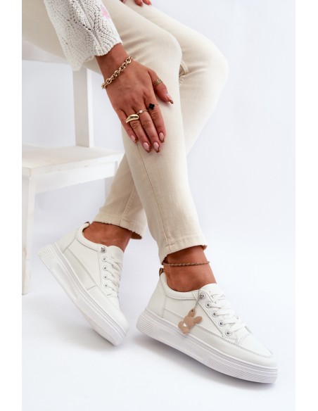 Sneakers Women's Sports Shoes On Platform With Decoration White VINCEZA 13613