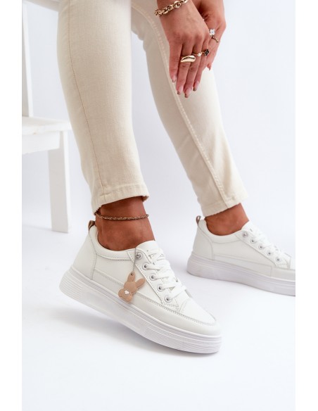 Sneakers Women's Sports Shoes On Platform With Decoration White VINCEZA 13613