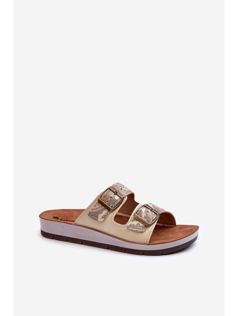 Comfortable Women's Flip-Flops with Buckles Inblu CP000045 Gold