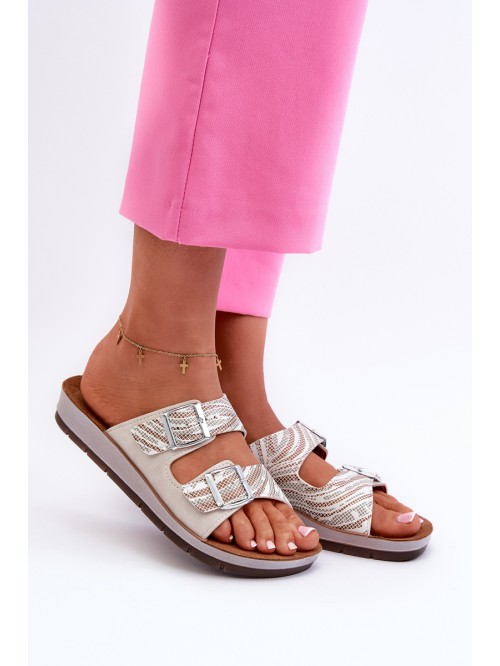 Comfortable Women's Flip Flops With Buckles Inblu CP000045 Beige 2