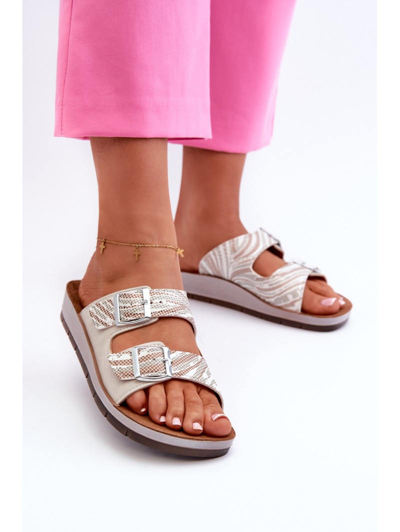 Comfortable Women's Flip Flops With Buckles Inblu CP000045 Beige