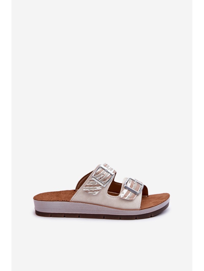 Comfortable Women's Flip Flops With Buckles Inblu CP000045 Beige