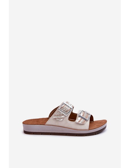 Comfortable Women's Flip Flops With Buckles Inblu CP000045 Beige