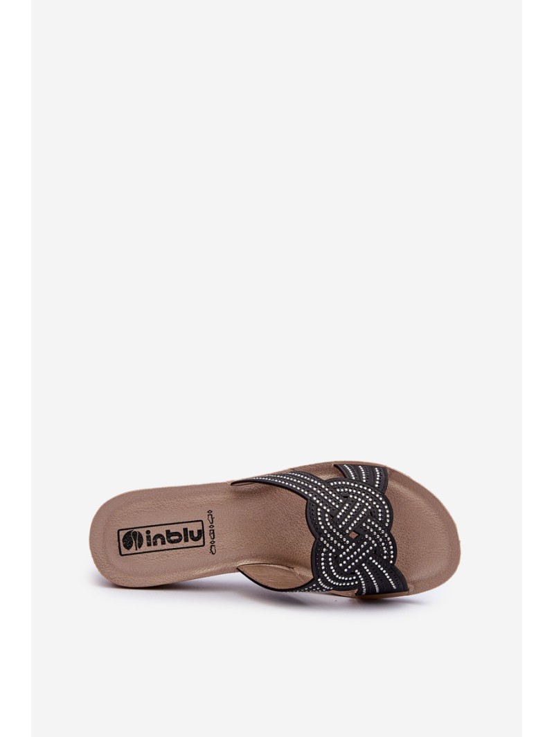 Comfortable Women's Flip-Flops with Zircons Inblu BV000037 Black