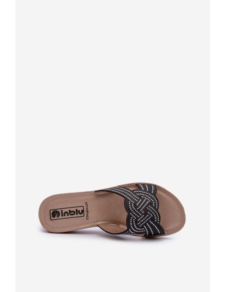 Comfortable Women's Flip-Flops with Zircons Inblu BV000037 Black