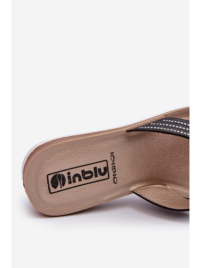 Comfortable Women's Flip-Flops with Zircons Inblu BV000037 Black