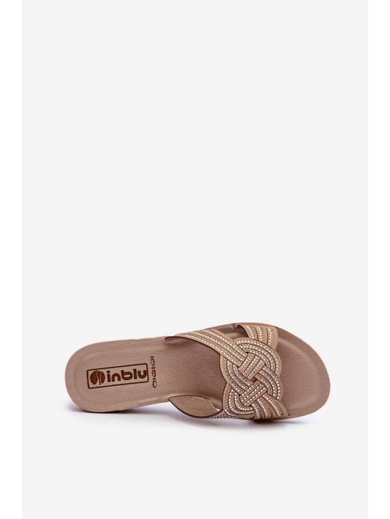 Comfortable women's flip-flops with zircons Inblu BV000037 beige