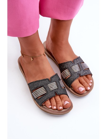 Comfortable Shiny Women's Slippers Inblu BA000050 Black
