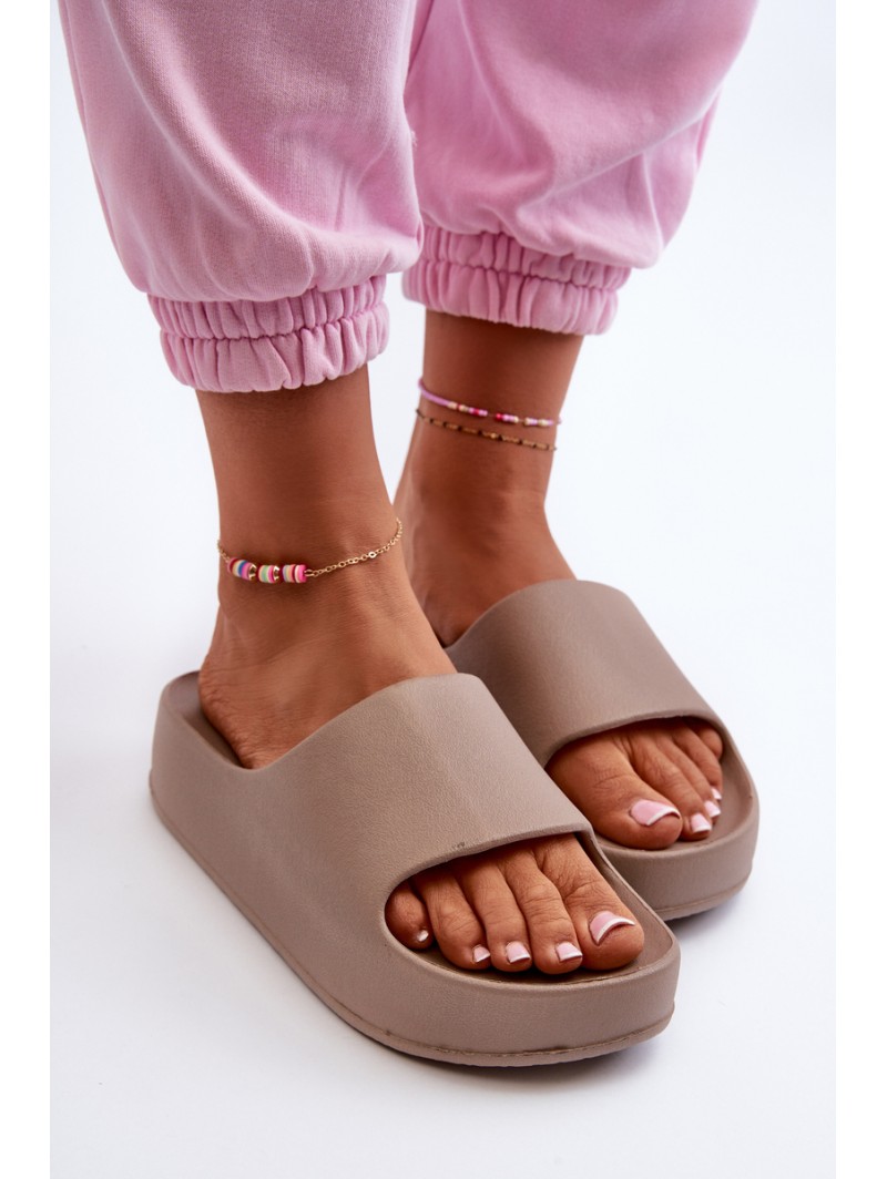 Women's Brown Foam Platform Slides Airaplea