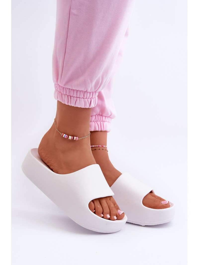 Women's White Platform Foam Sandals Airaplea