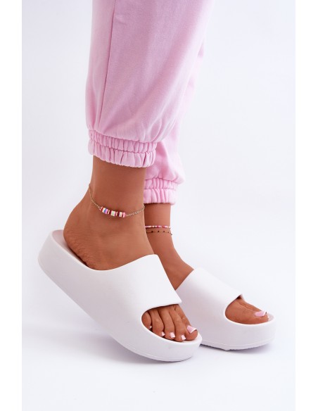 Women's White Platform Foam Sandals Airaplea