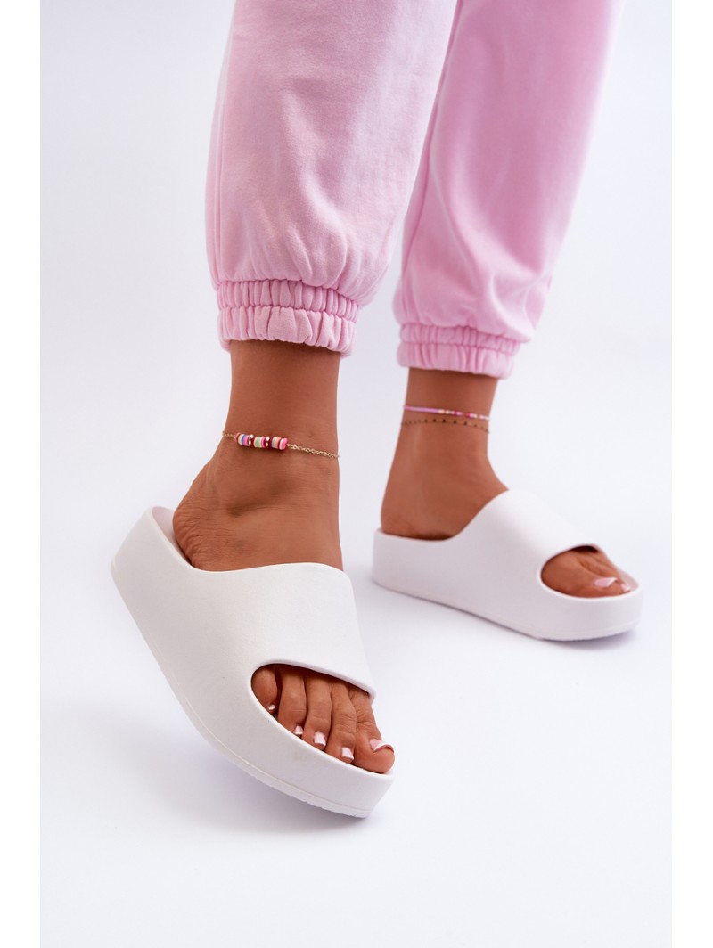 Women's White Platform Foam Sandals Airaplea