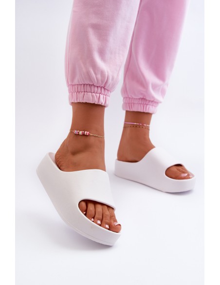 Women's White Platform Foam Sandals Airaplea