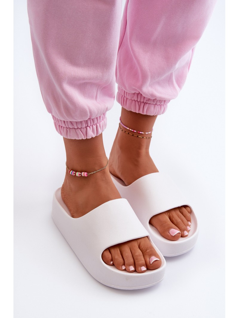 Women's White Platform Foam Sandals Airaplea