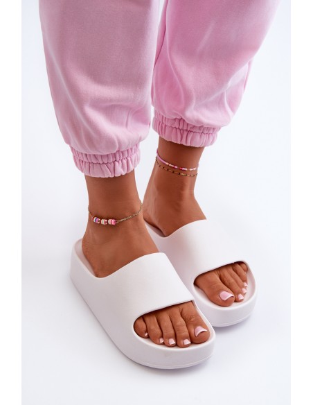 Women's White Platform Foam Sandals Airaplea