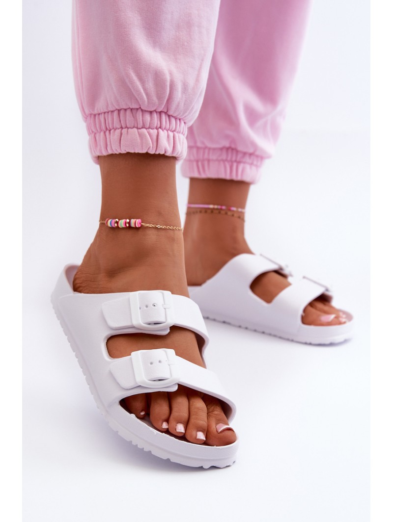 Women's Foam Flip Flops with Buckles White Luciene