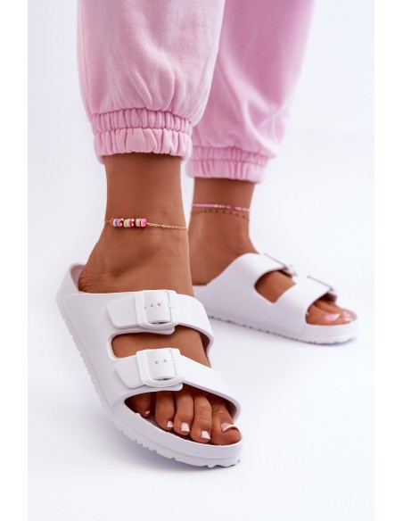 Women's Foam Flip Flops with Buckles White Luciene