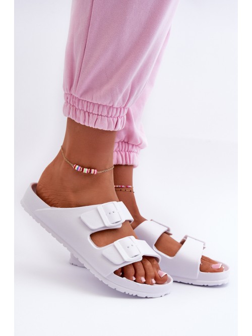 Women's Foam Flip Flops with Buckles White Luciene 2