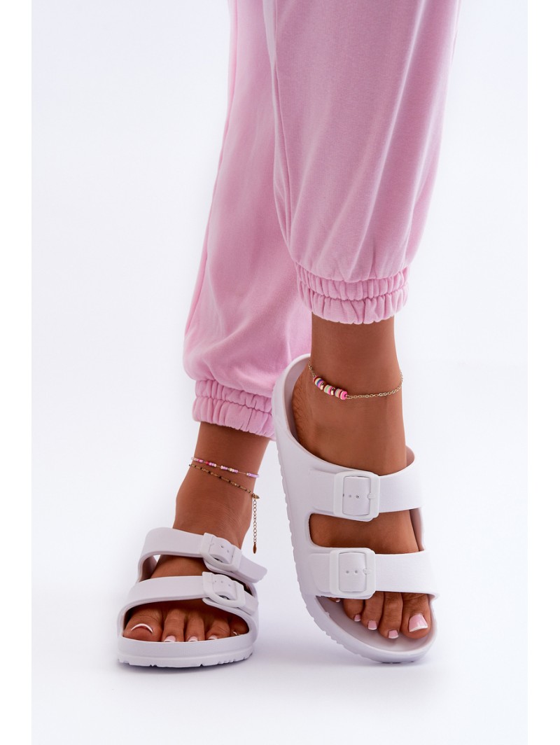 Women's Foam Flip Flops with Buckles White Luciene