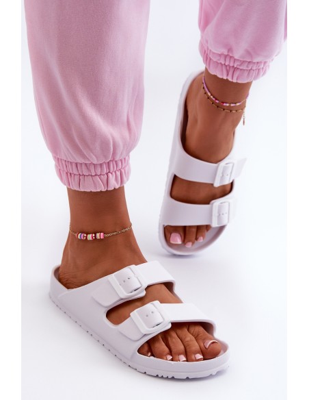 Women's Foam Flip Flops with Buckles White Luciene