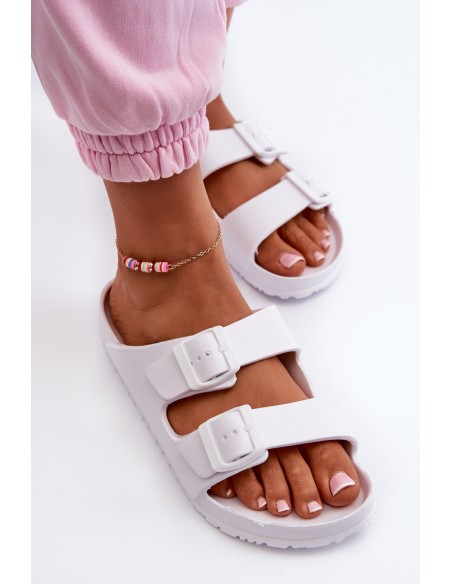 Women's Foam Flip Flops with Buckles White Luciene