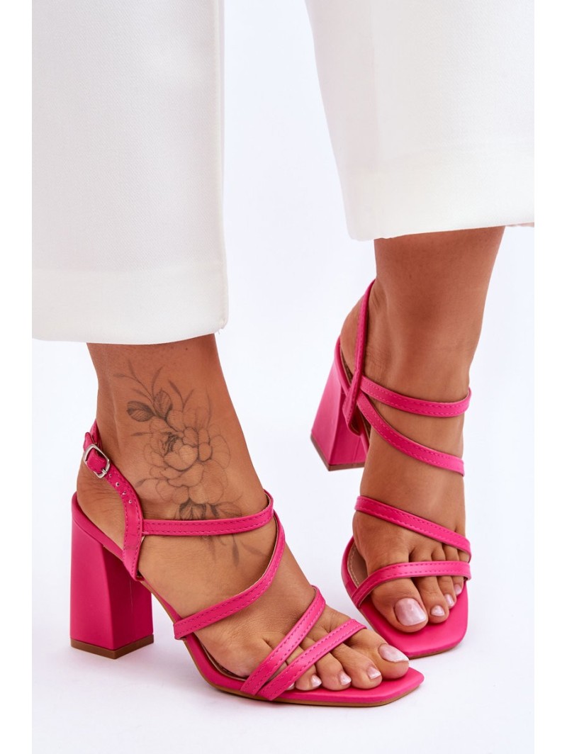 Leather Heel Sandals Fuchsia Florentina