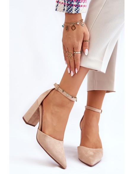 Suede Heel Pumps Beige Lexie