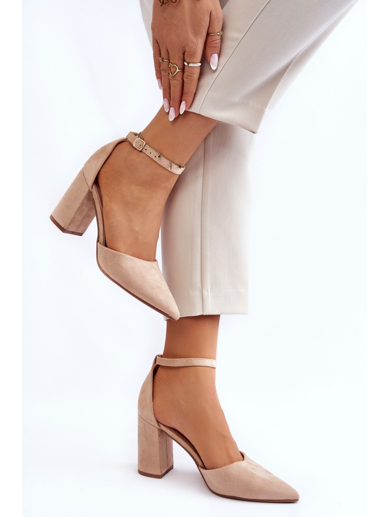 Suede Heel Pumps Beige Lexie