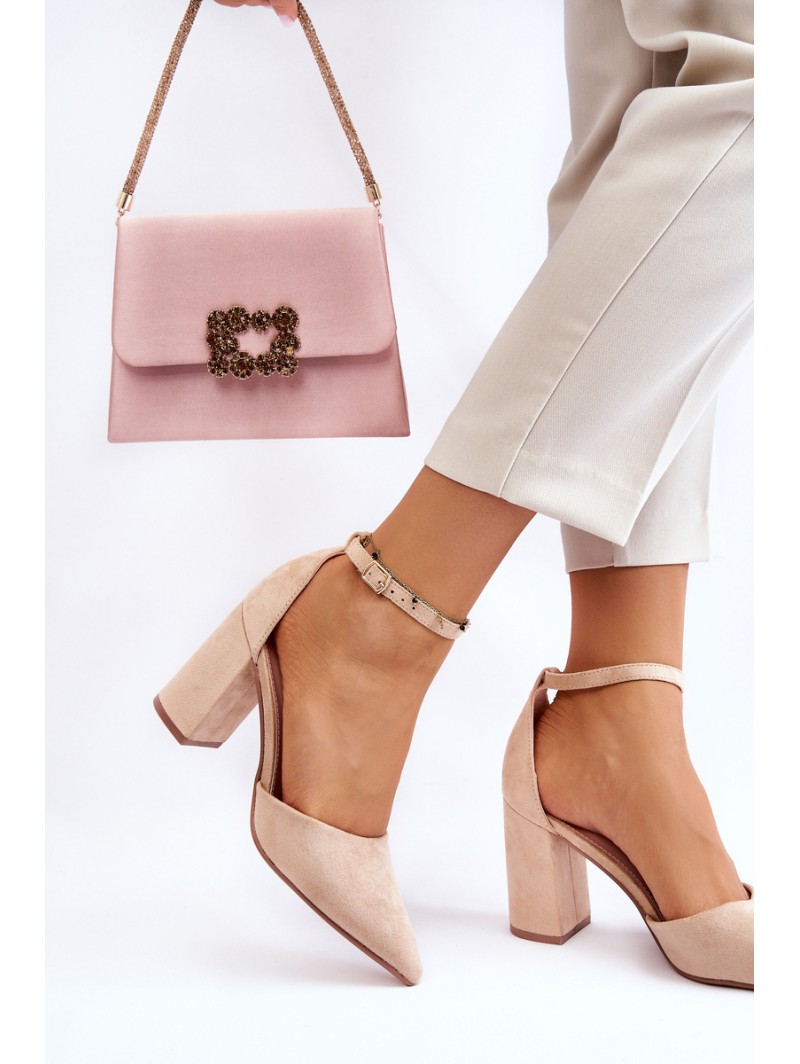 Suede Heel Pumps Beige Lexie