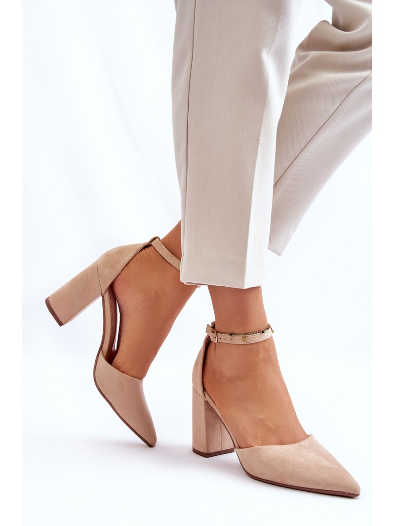 Suede Heel Pumps Beige Lexie