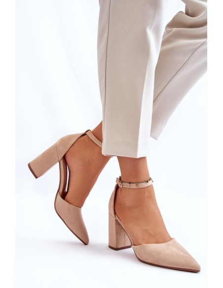 Suede Heel Pumps Beige Lexie