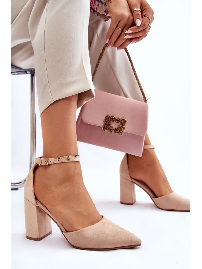 Suede Heel Pumps Beige Lexie