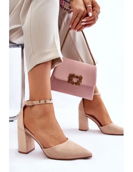 Suede Heel Pumps Beige Lexie