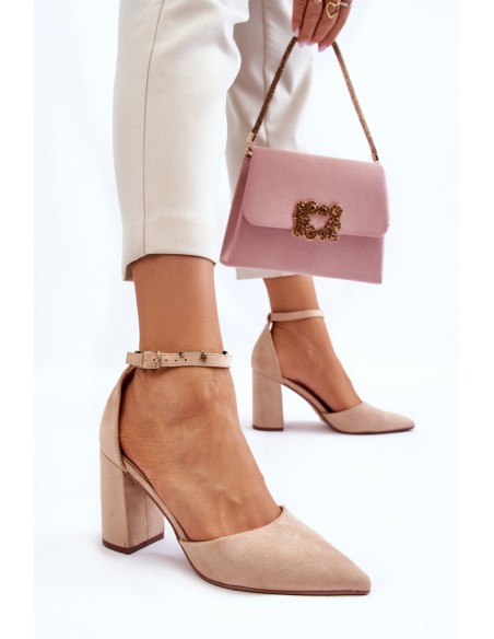 Suede Heel Pumps Beige Lexie