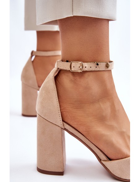Suede Heel Pumps Beige Lexie