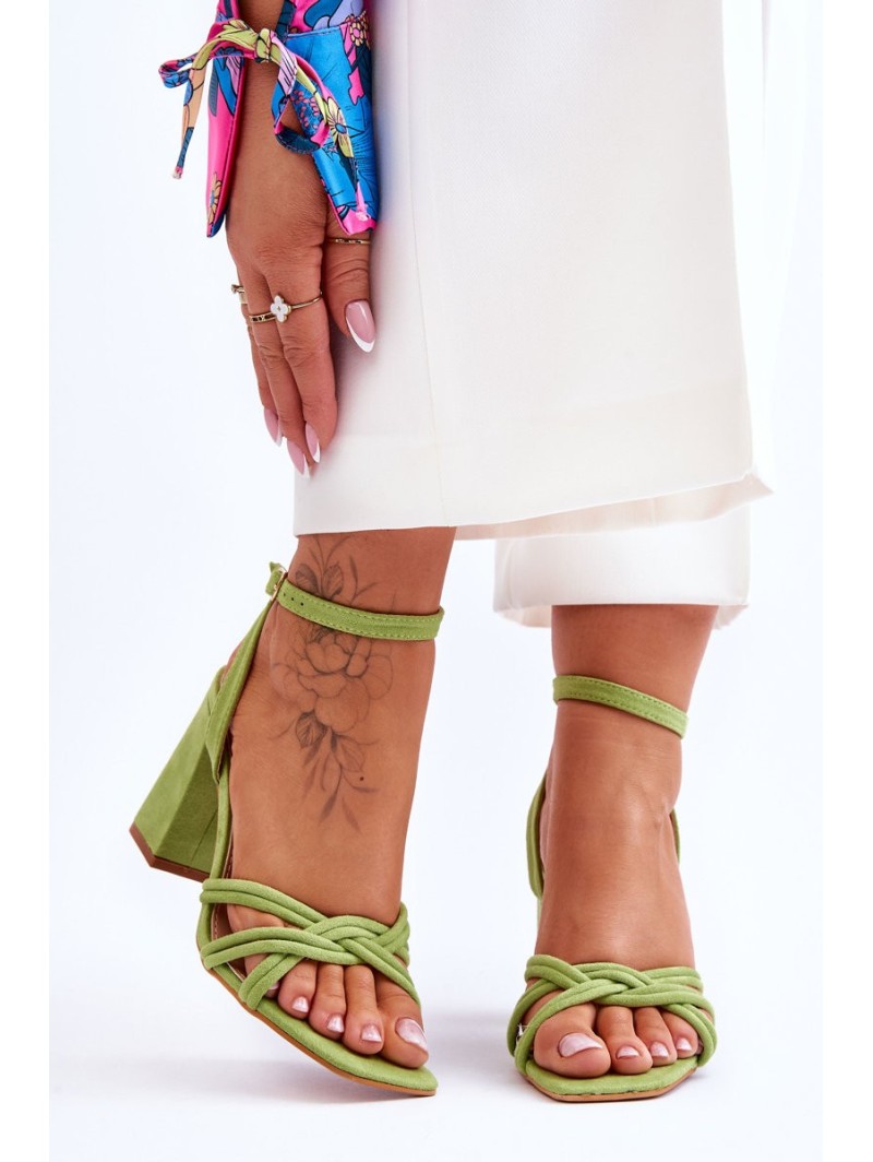 Classic Suede Heel Sandals Green Bernett