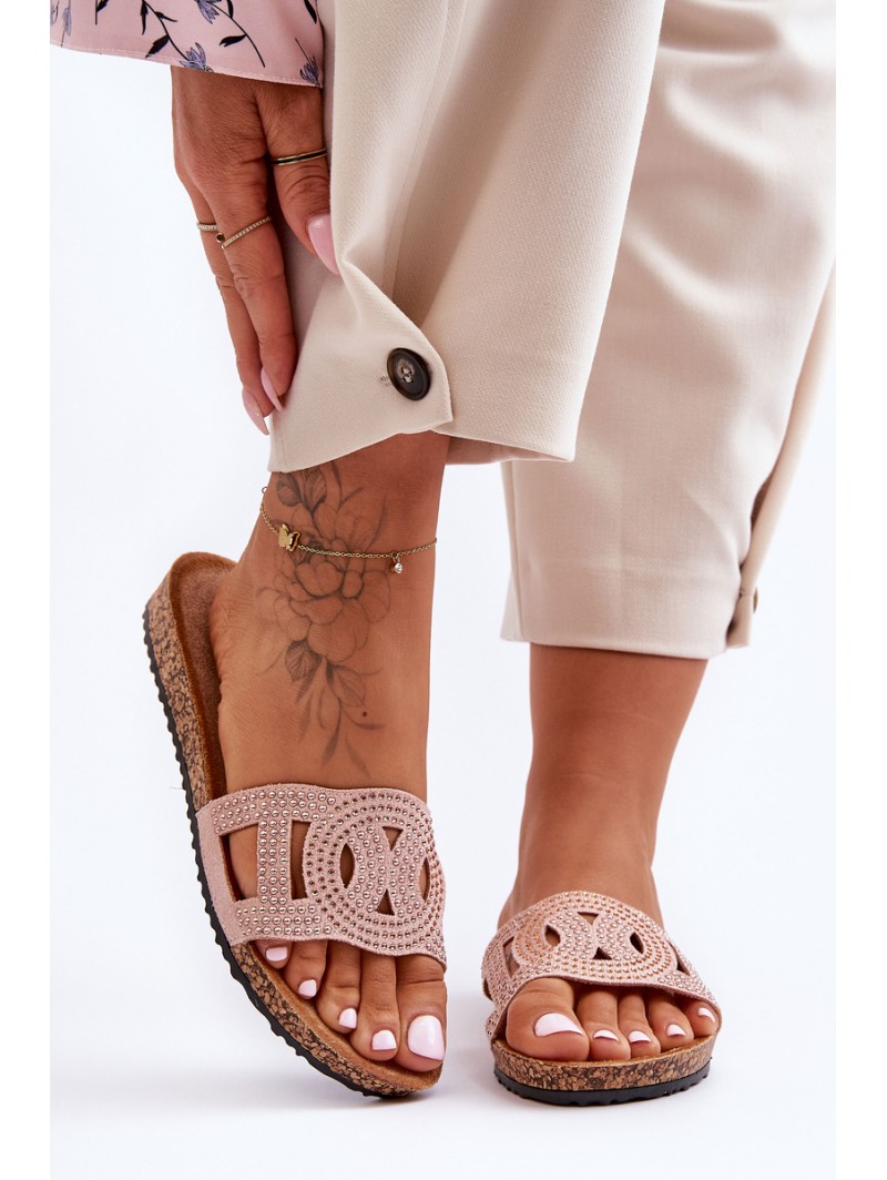 Women's Studded Slippers Pink Evelins