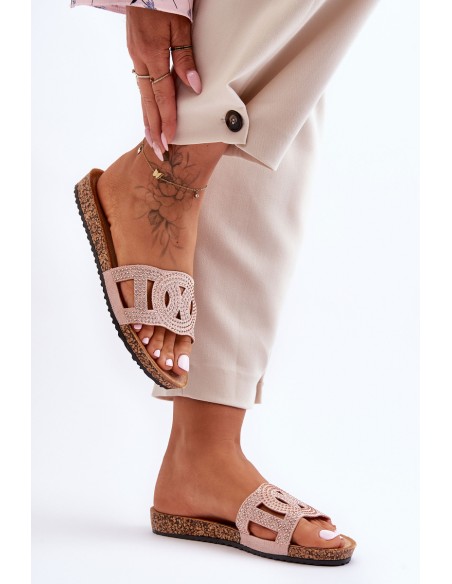 Women's Studded Slippers Pink Evelins