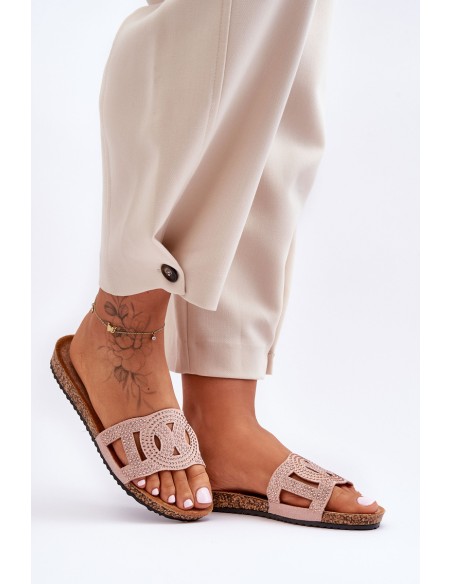 Women's Studded Slippers Pink Evelins