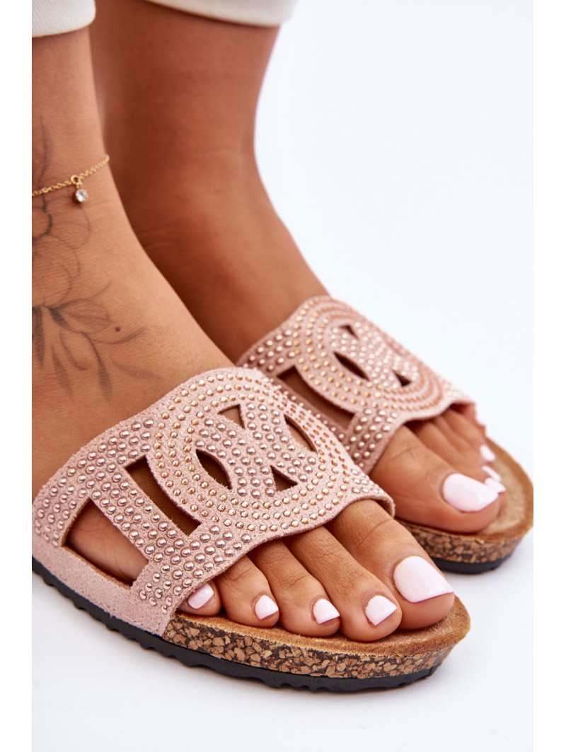 Women's Studded Slippers Pink Evelins