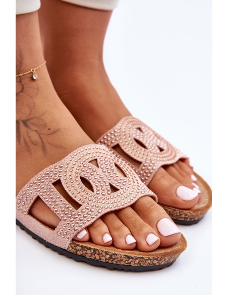 Women's Studded Slippers Pink Evelins