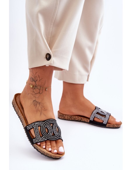 Women's Embellished Slippers Black Evelins