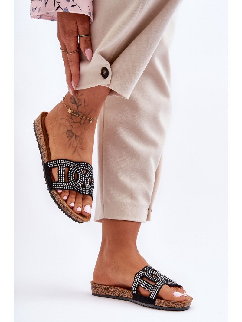 Women's Embellished Slippers Black Evelins