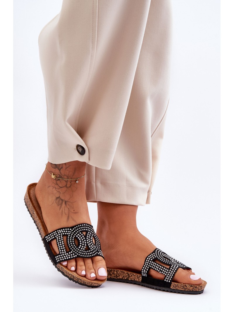 Women's Embellished Slippers Black Evelins