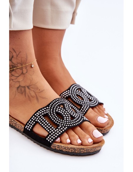 Women's Embellished Slippers Black Evelins