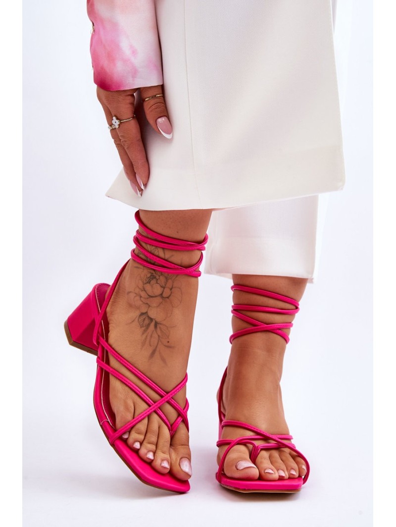 Tied Sandals With High Heels Pink Secret Love