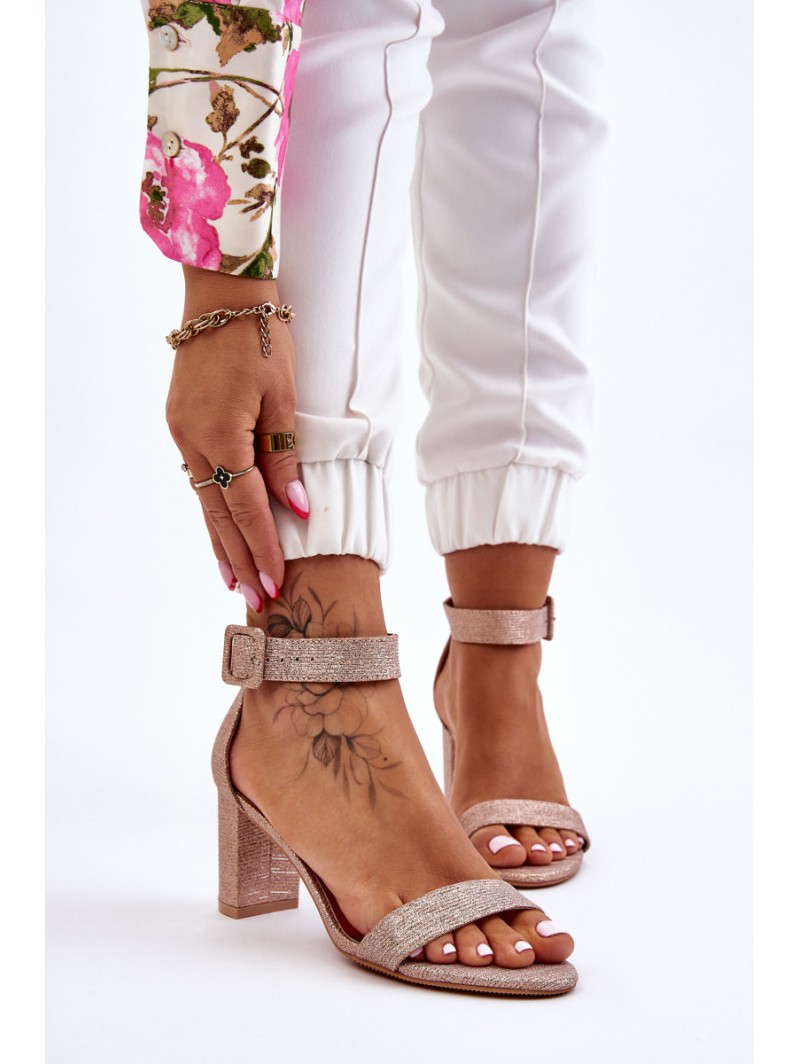 Glossy Heel Sandals Rose Gold Maxim