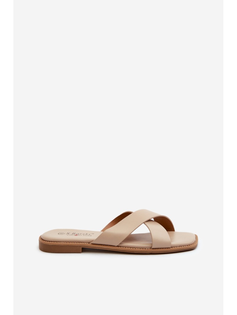 Women's Flat Heel Sandals Made of Eco Leather S.Barski KV27-002 Beige